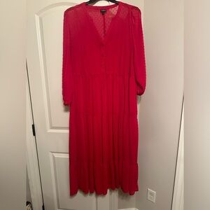 Torrid Red Dress Swiss dot material. Sheer with underlay tank dress. Size 4x